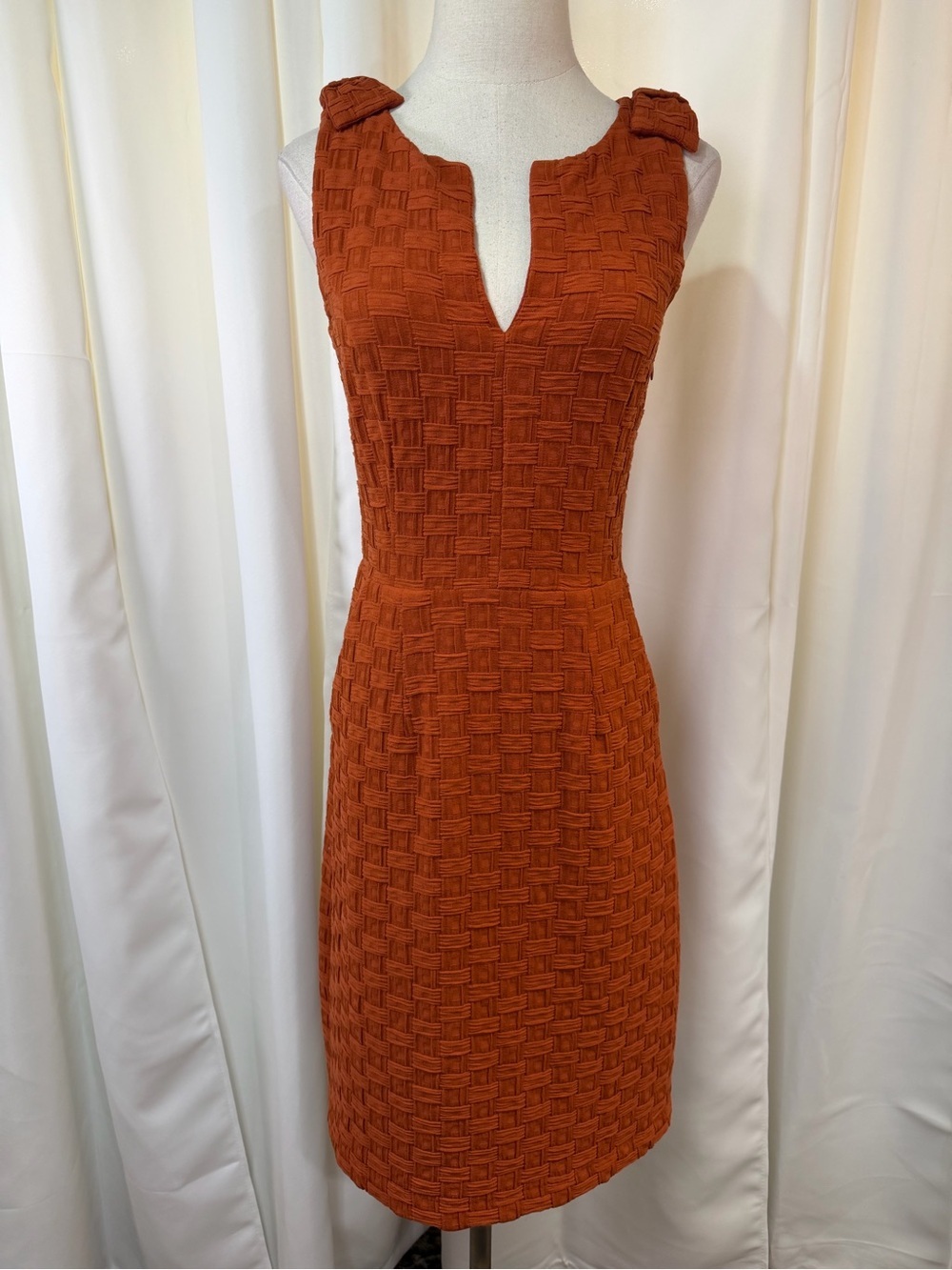 Tabitha Burnt Orange Basketweave Textured Knit Sleeveless Dress Size 0